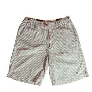 Abercrombie & Fitch Seersucker Shorts Blue White Stripe Adjustable Waist 30
